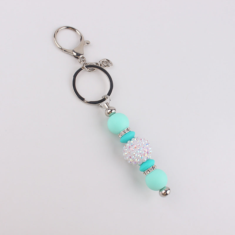 Wholesale bling beads silicone beads tassel keychain